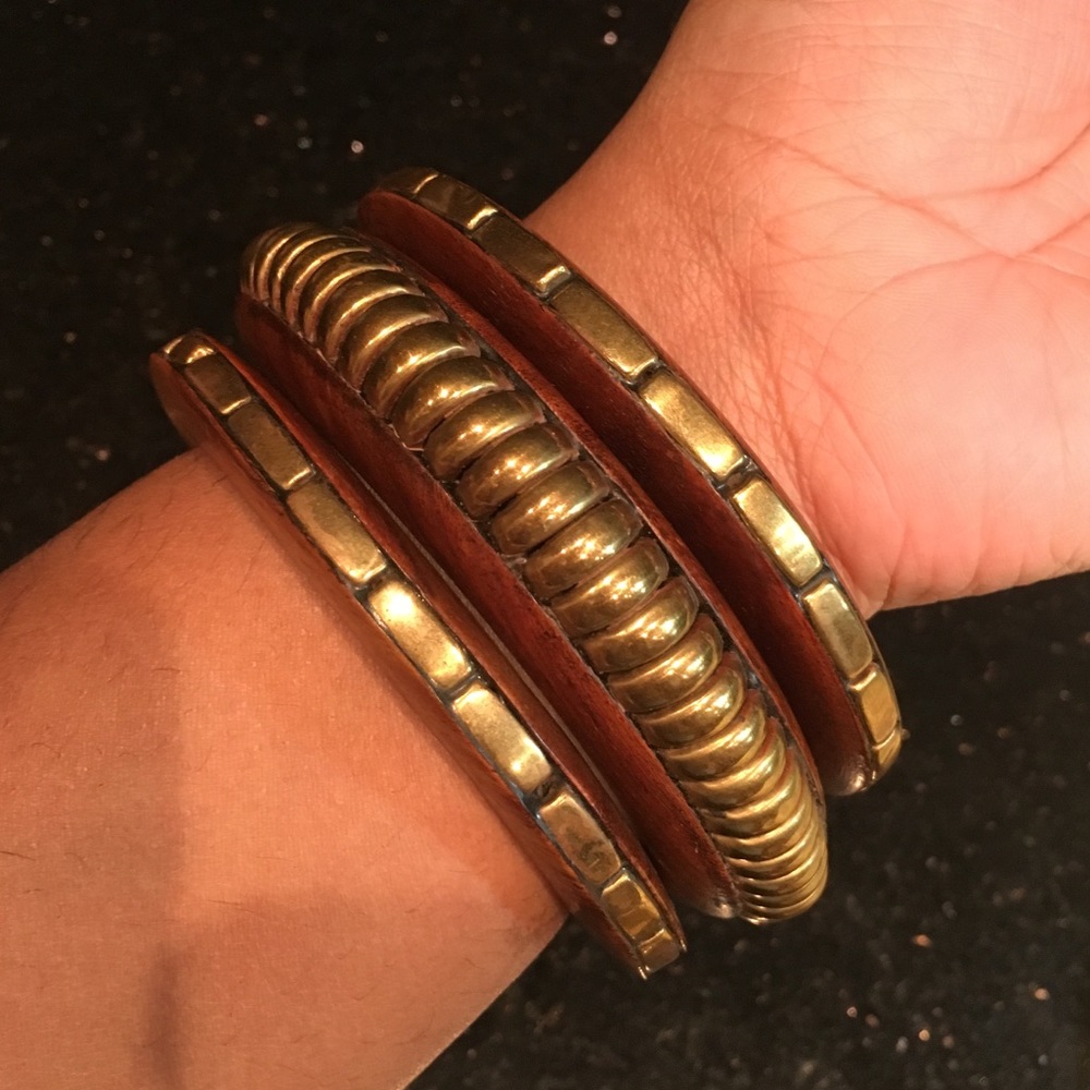 Brown & Gold Wooden Bangles